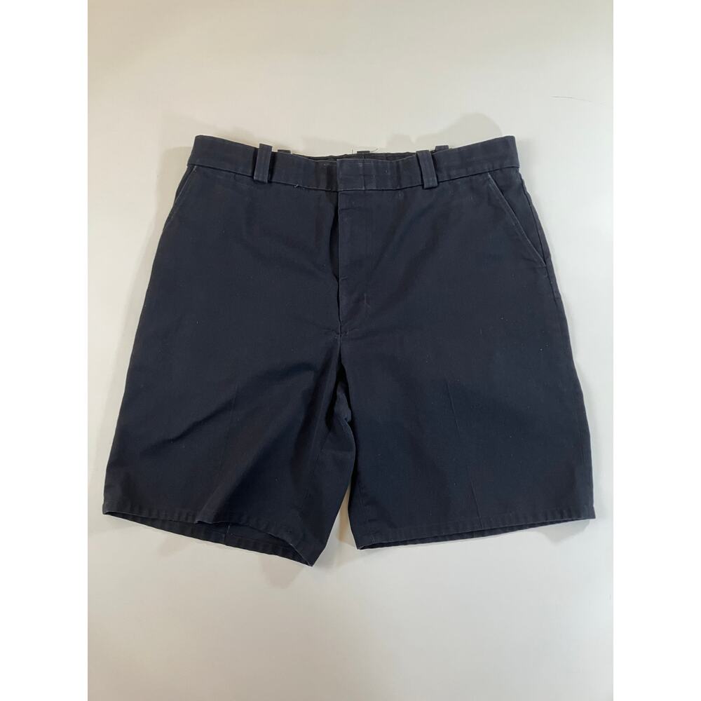 Vintage Image Authority Men 40 Navy Chino Shorts USA Made Cotton Pleated 90s